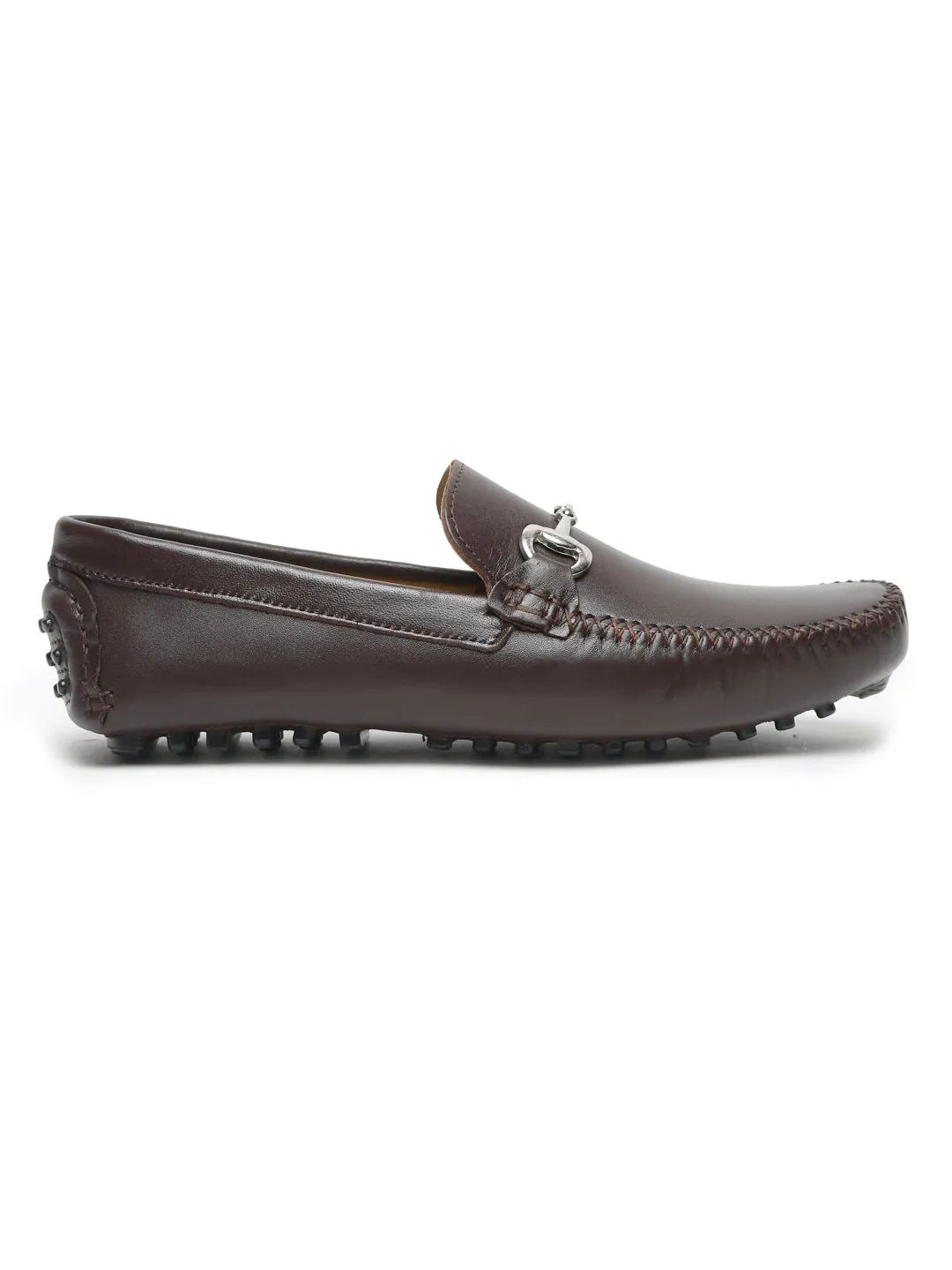 Men Brown Solid Genuine Leather Loafers
