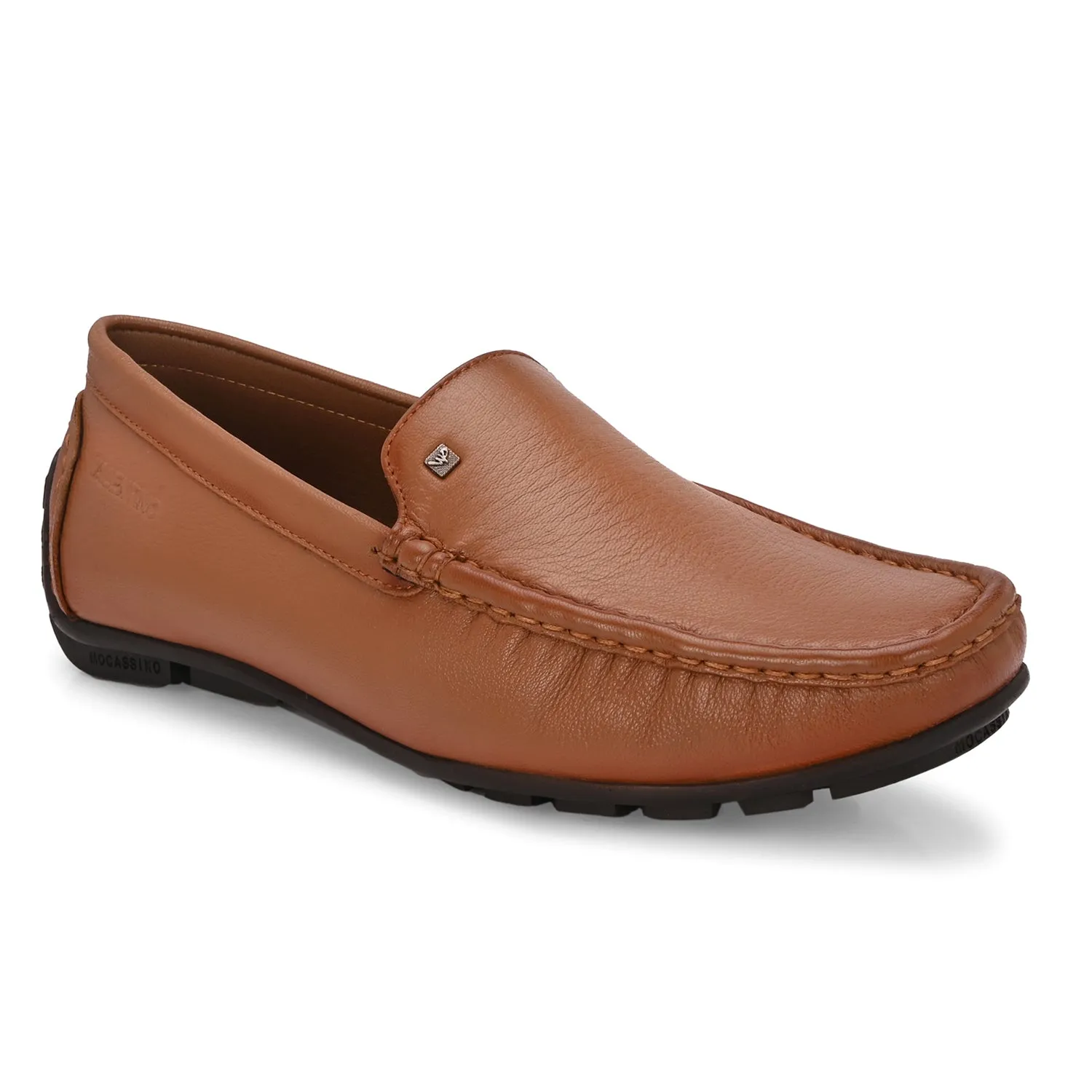 Men Premium Leather Tan Slip On Loafer (Indegene-01-Tan)