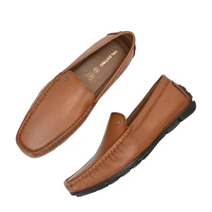 Men Premium Leather Tan Slip On Loafer (Indegene-01-Tan)