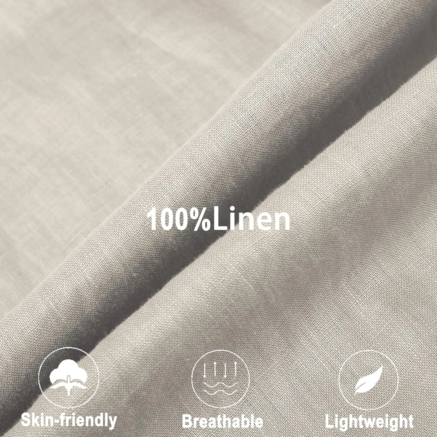 Men's 100% Linen Shirt Casual Long Sleeve Button-Down Shirt for Men Lightweight Linen Shirt with Pockets