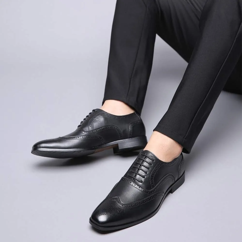 Mens Brogue Oxford, Lace-up Wingtip Dress Shoes,Formal Lace Up Shoes for Men