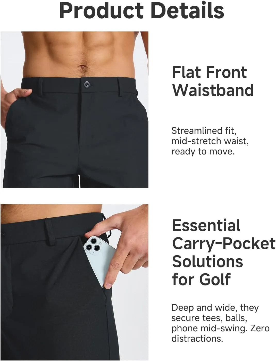 Men's Classic Fit 7/9/11 Inch Golf Shorts Lightweight Long Stretch Hiking Short with 4 Pockets for Casual Work