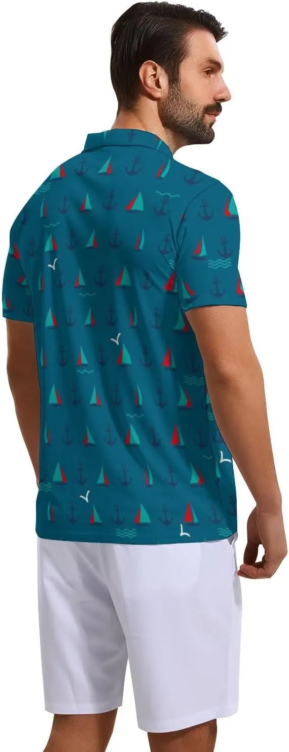 Mens Funny Polo Shirts, Short Sleeve Golf Shirts, Moisture Wicking Quick-Dry Business Casual Shirt for Men
