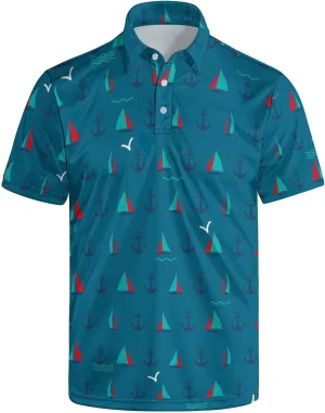 Mens Funny Polo Shirts, Short Sleeve Golf Shirts, Moisture Wicking Quick-Dry Business Casual Shirt for Men