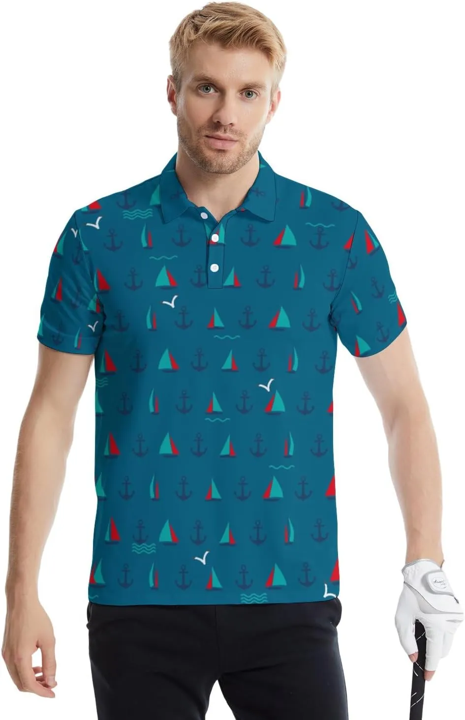Mens Funny Polo Shirts, Short Sleeve Golf Shirts, Moisture Wicking Quick-Dry Business Casual Shirt for Men