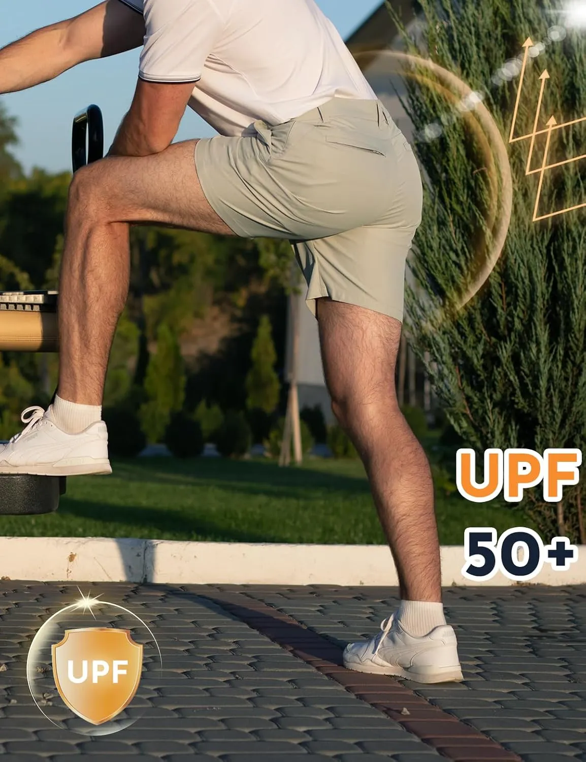 Mens Golf Shorts 7 Inch Inseam, Quick Dry Stretch Casual Lightweight Stretch Flat Front Hybrid Men's Golf Shorts for Men