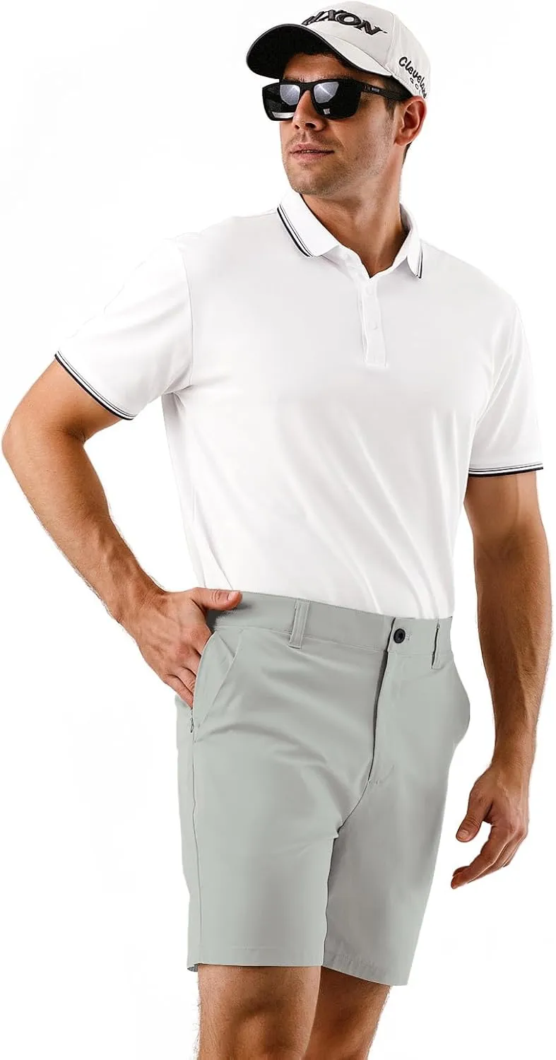 Mens Golf Shorts 7 Inch Inseam, Quick Dry Stretch Casual Lightweight Stretch Flat Front Hybrid Men's Golf Shorts for Men