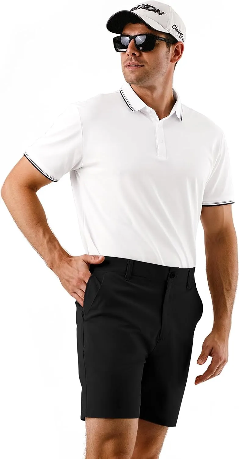 Mens Golf Shorts 7 Inch Inseam, Quick Dry Stretch Casual Lightweight Stretch Flat Front Hybrid Men's Golf Shorts for Men