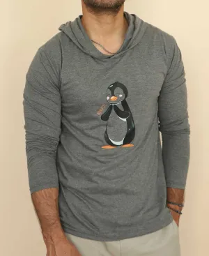 Men's Lightweight Namaste Penguin Long Sleeve Hoodie