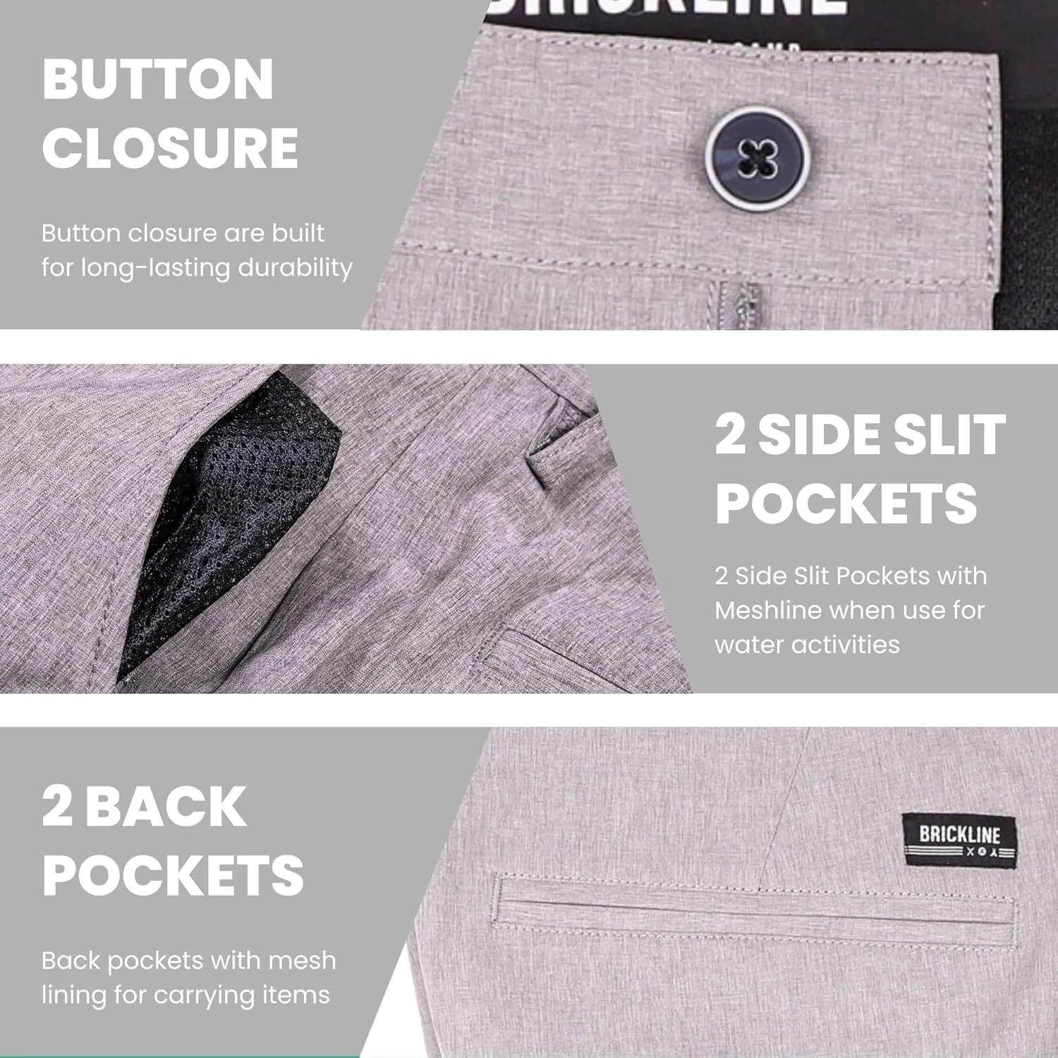 Mens Shorts for Men, Hybrid Casual Golf Dress Flat Front Quick Dry Stretch Board Shorts, Lightweight Chino Short