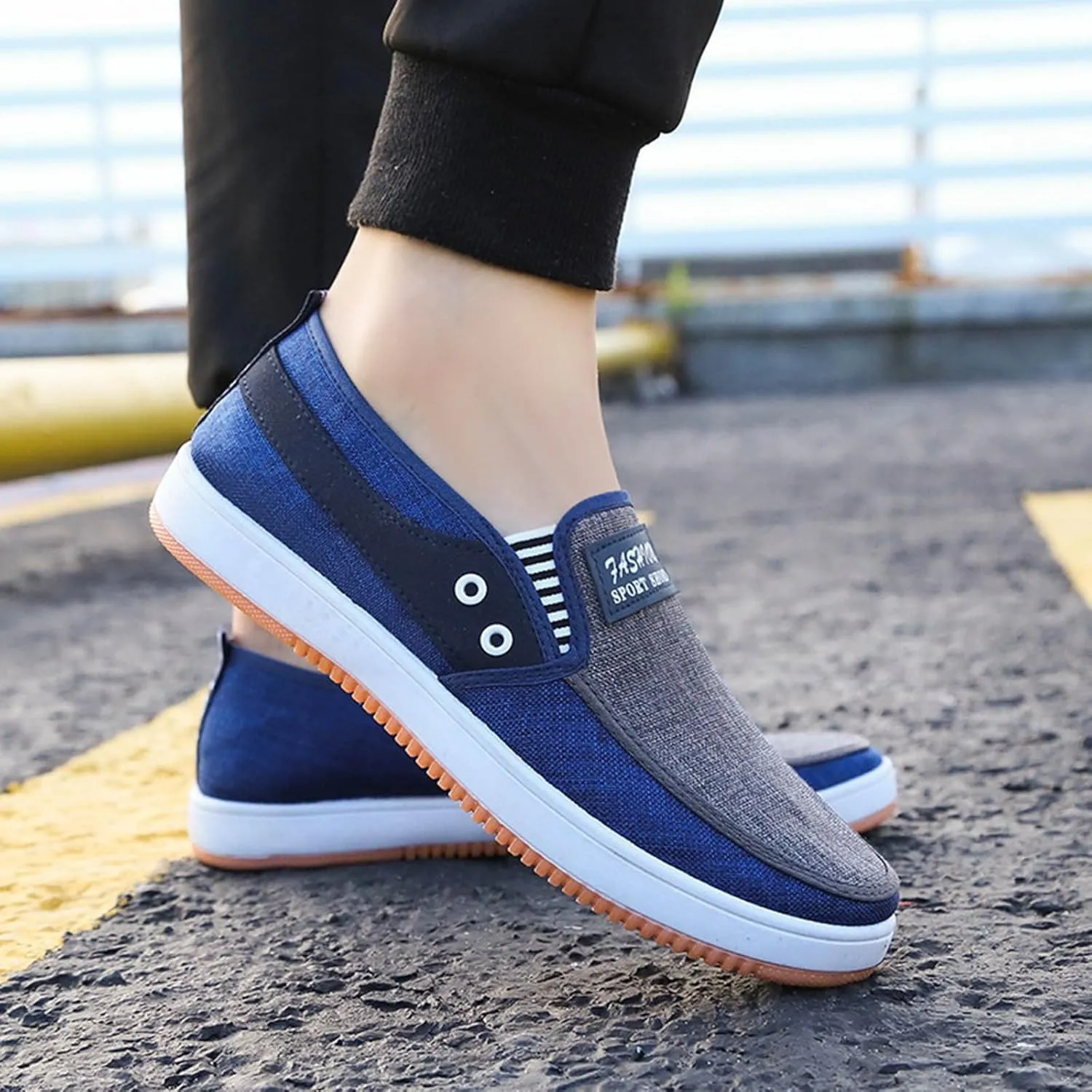Men's Sneakers Fashion All Season Men Casual Shoes Flat Non Slip Soles Canvas Lightweight Slip On Comfortable Features: