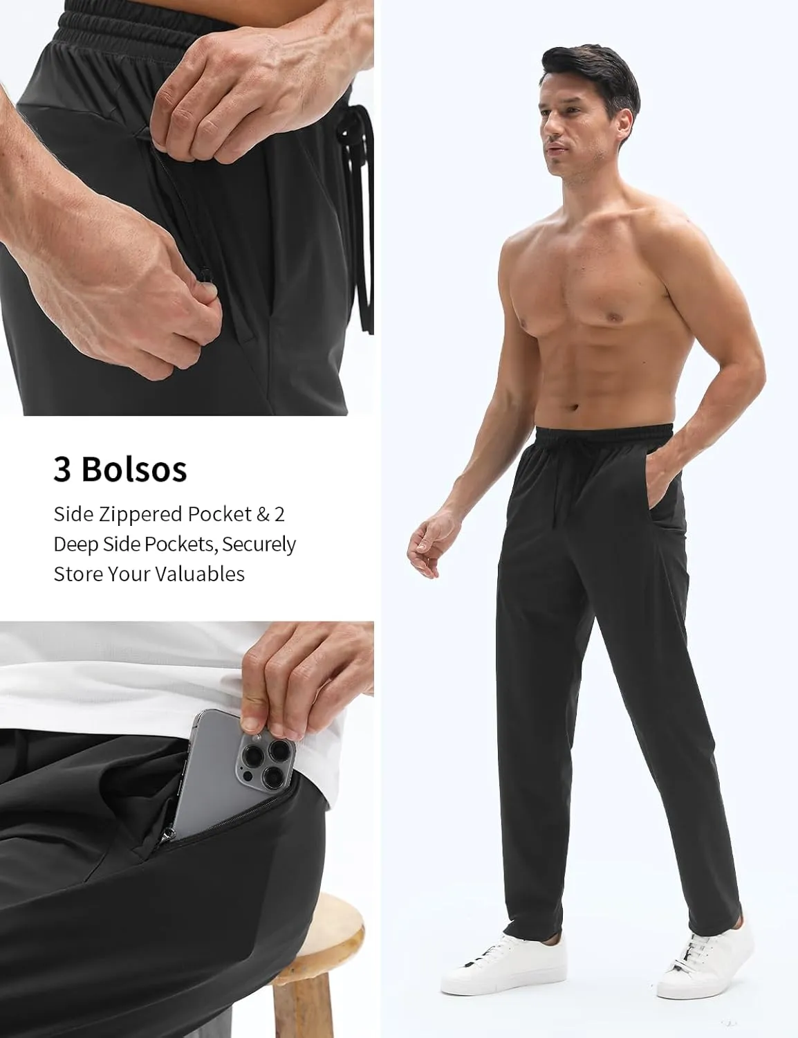 Men's Sweatpants, TriProof Stretch Track Pants Men with Zipper Pocket Drawstring Joggers for Men Lightweight Pants