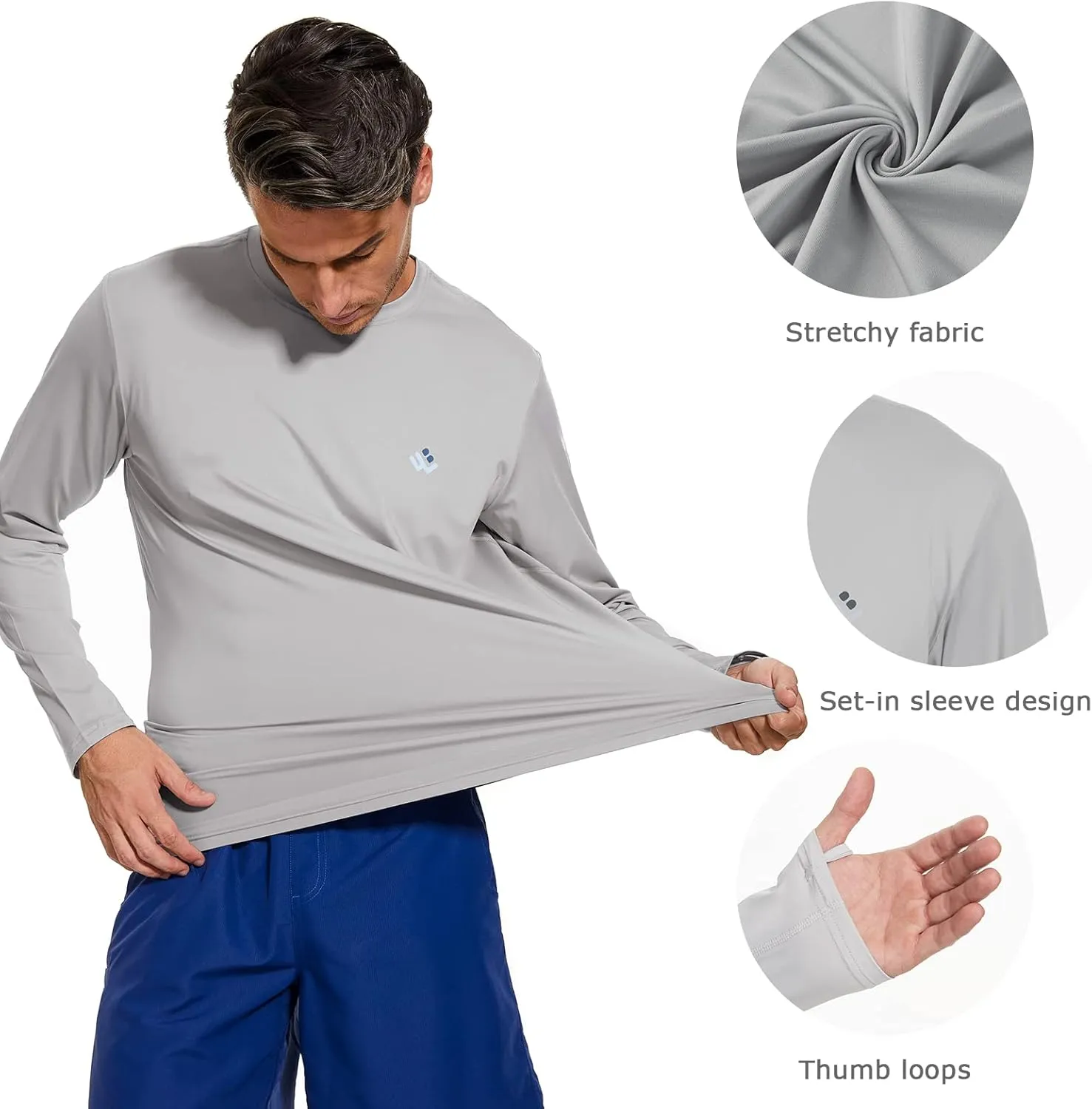 Men’s UPF 50  Lightweight Long Sleeve Casual T-Shirt Quick Dry UV Sun Protection for Outdoor Beach Hiking Fishing Exercise