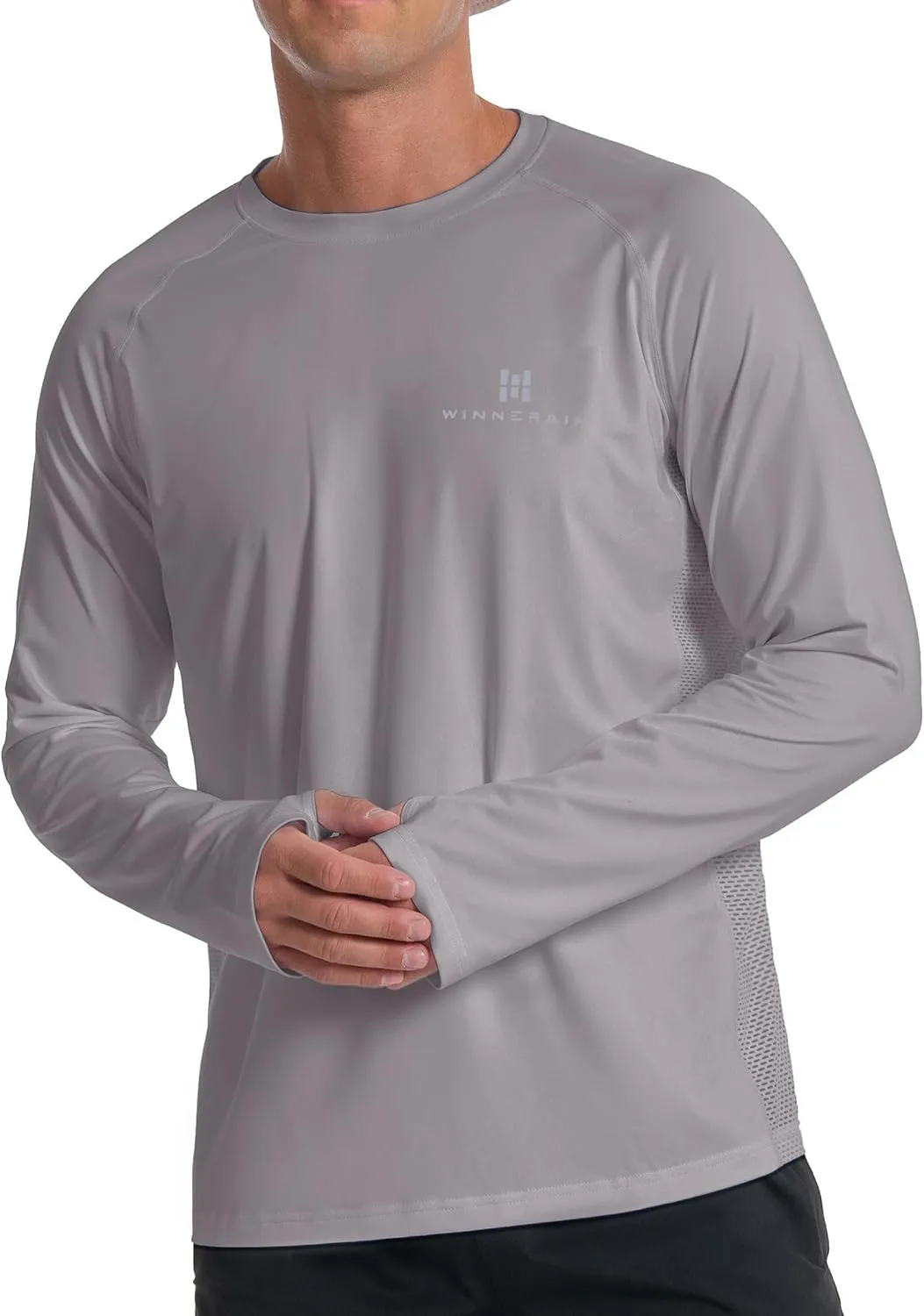 Men's UPF 50  Long Sleeve Loose-Fit Lightweight Sun Protection Fishing Hiking Running UV Shirt Rash Guard