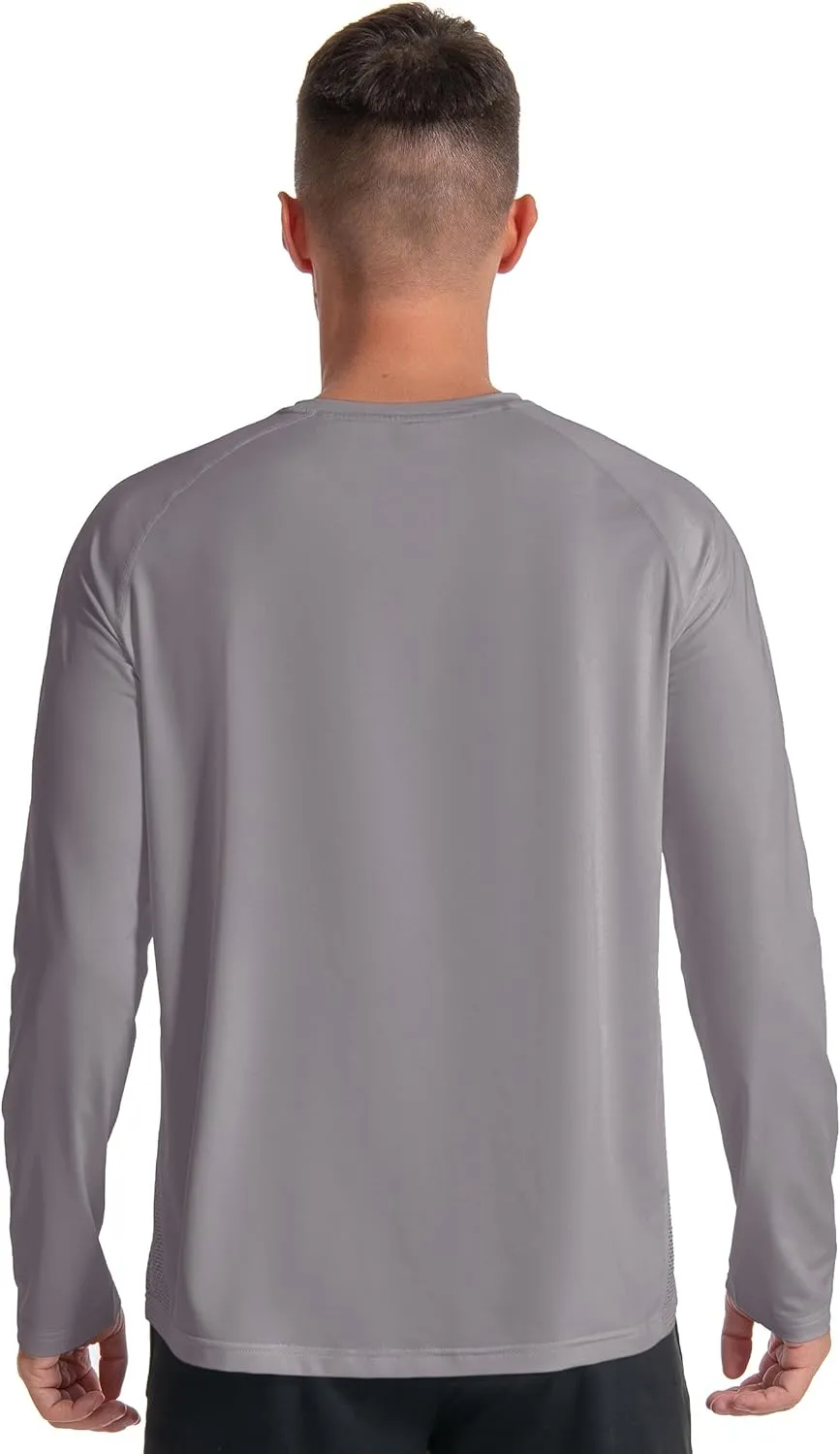 Men's UPF 50  Long Sleeve Loose-Fit Lightweight Sun Protection Fishing Hiking Running UV Shirt Rash Guard
