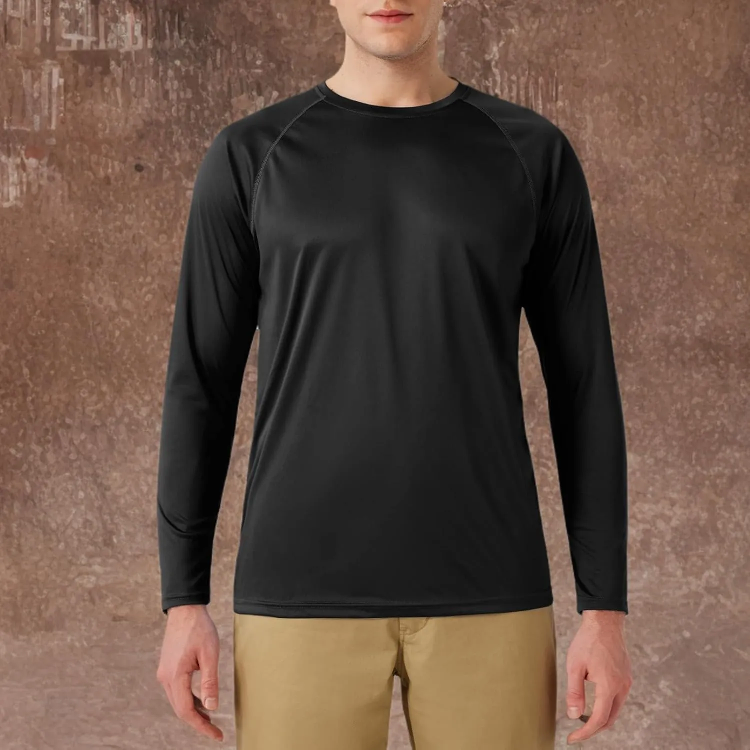Men’s UPF 50  Rash Guard Swim Shirt Long Sleeve Moisture Wicking Quick Dry Lightweight Wrinkle-Resistant