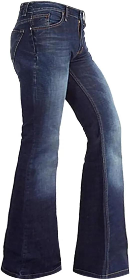 Men's Vintage Jeans Bell Bottom Pants Retro 70s 60s Outfits Flared Jeans Comfortable Stretch Fit for Disco Party