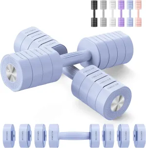 MERACH Dumbbell Set of 2, MERACH Adjustable Weight, Anti-slip Handle, Macaron Colors, Each 2.2/4.4/6.6/8.8 lbs, 4 in 1 Hand Weights for Women at Home