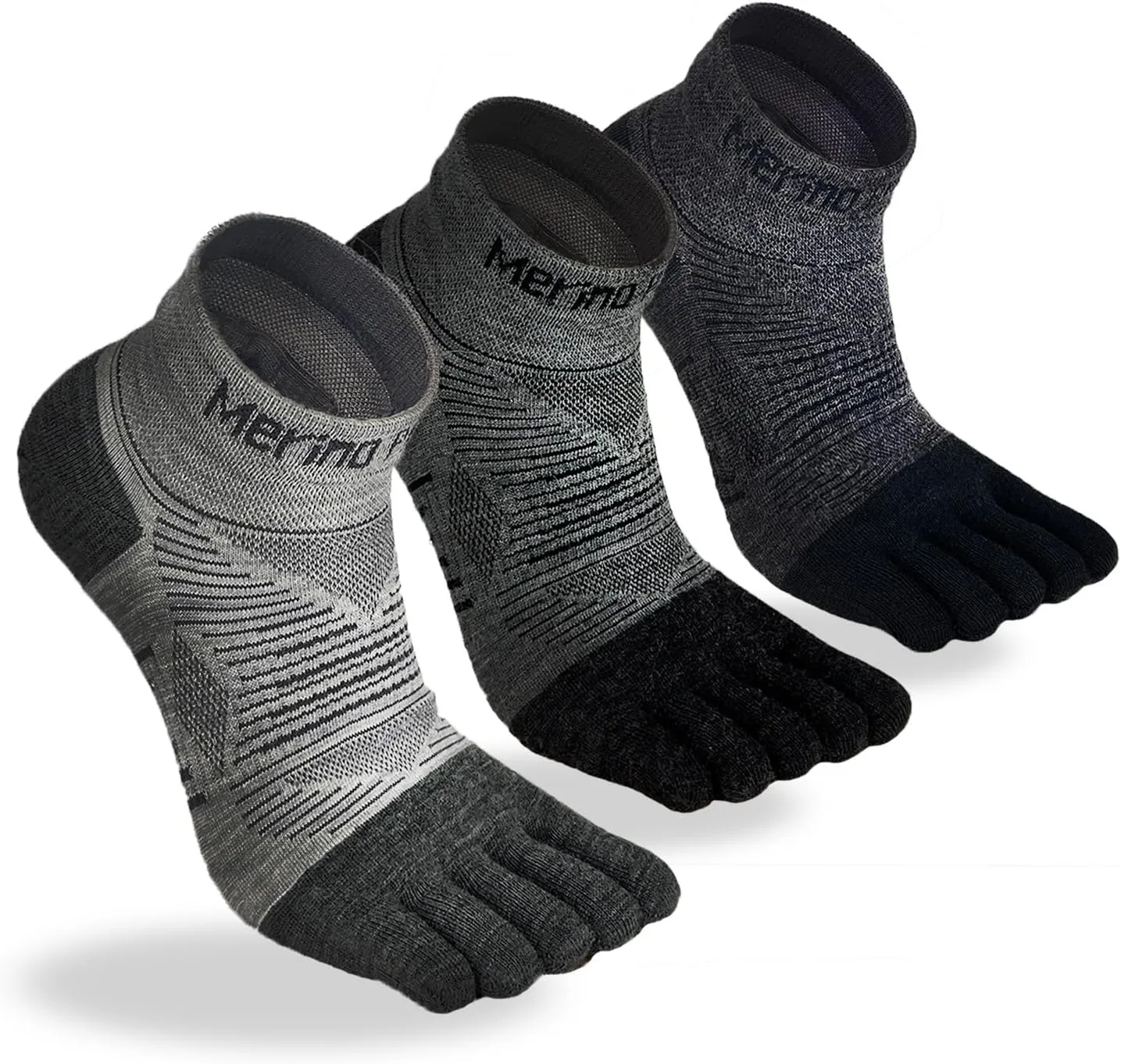 Merino Protect Merino Five Toe Socks For Men and Women Lightweight Coolmax Low Cut Five Finger Ankle Socks For Hiking