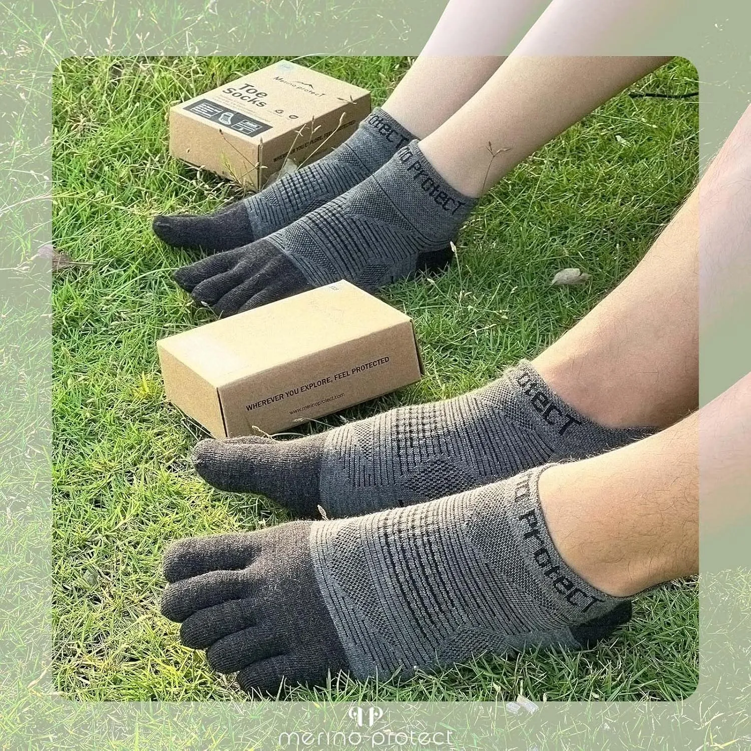 Merino Protect Merino Five Toe Socks For Men and Women Lightweight Coolmax Low Cut Five Finger Ankle Socks For Hiking