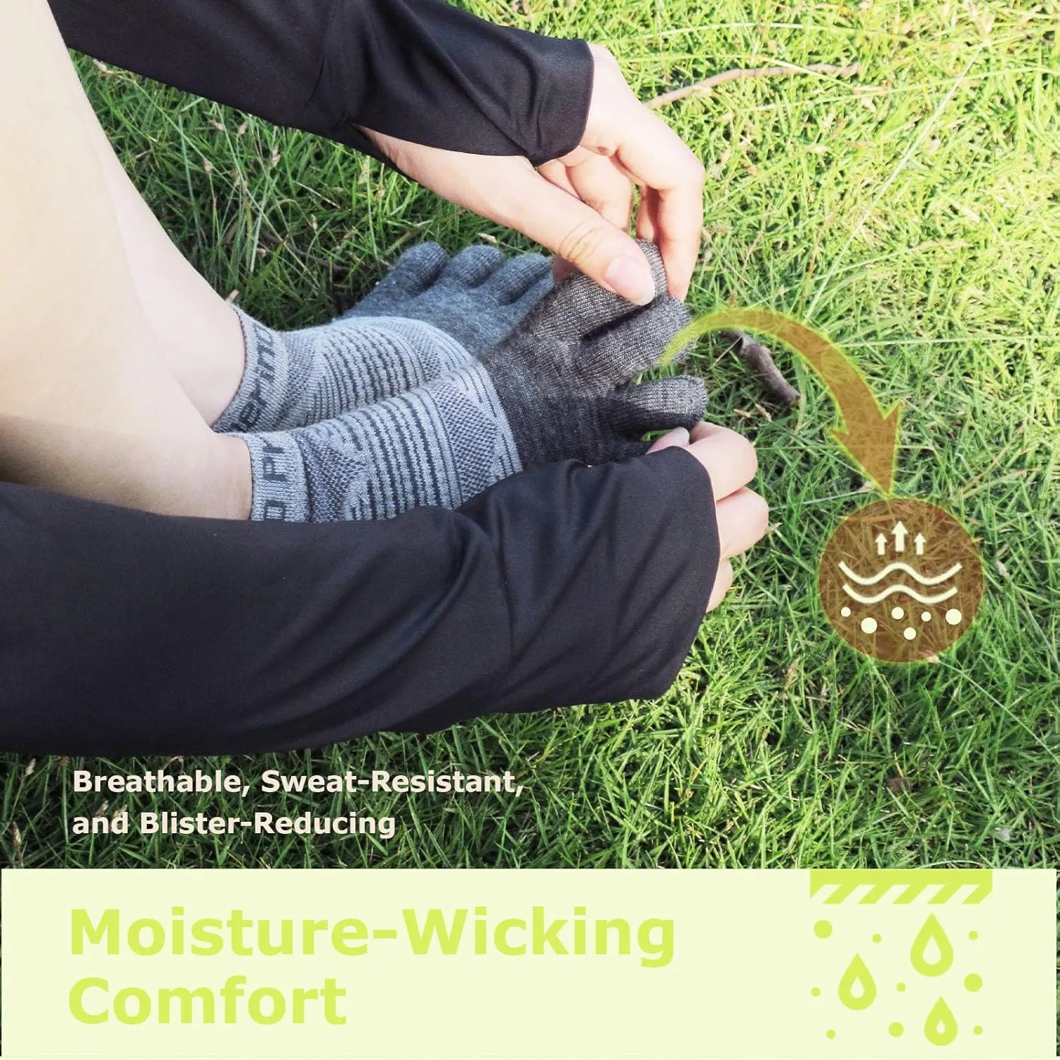 Merino Protect Merino Five Toe Socks For Men and Women Lightweight Coolmax Low Cut Five Finger Ankle Socks For Hiking