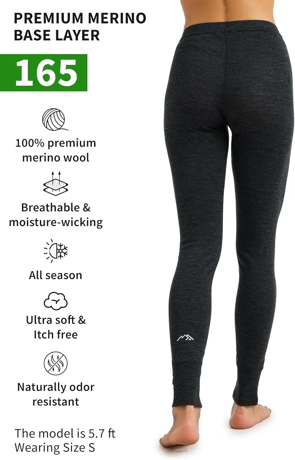 Merino Wool Base Layer Women Pants 100% Merino Wool Leggings Heavyweight, Midweight, Lite Thermal Underwear Bottom and Socks