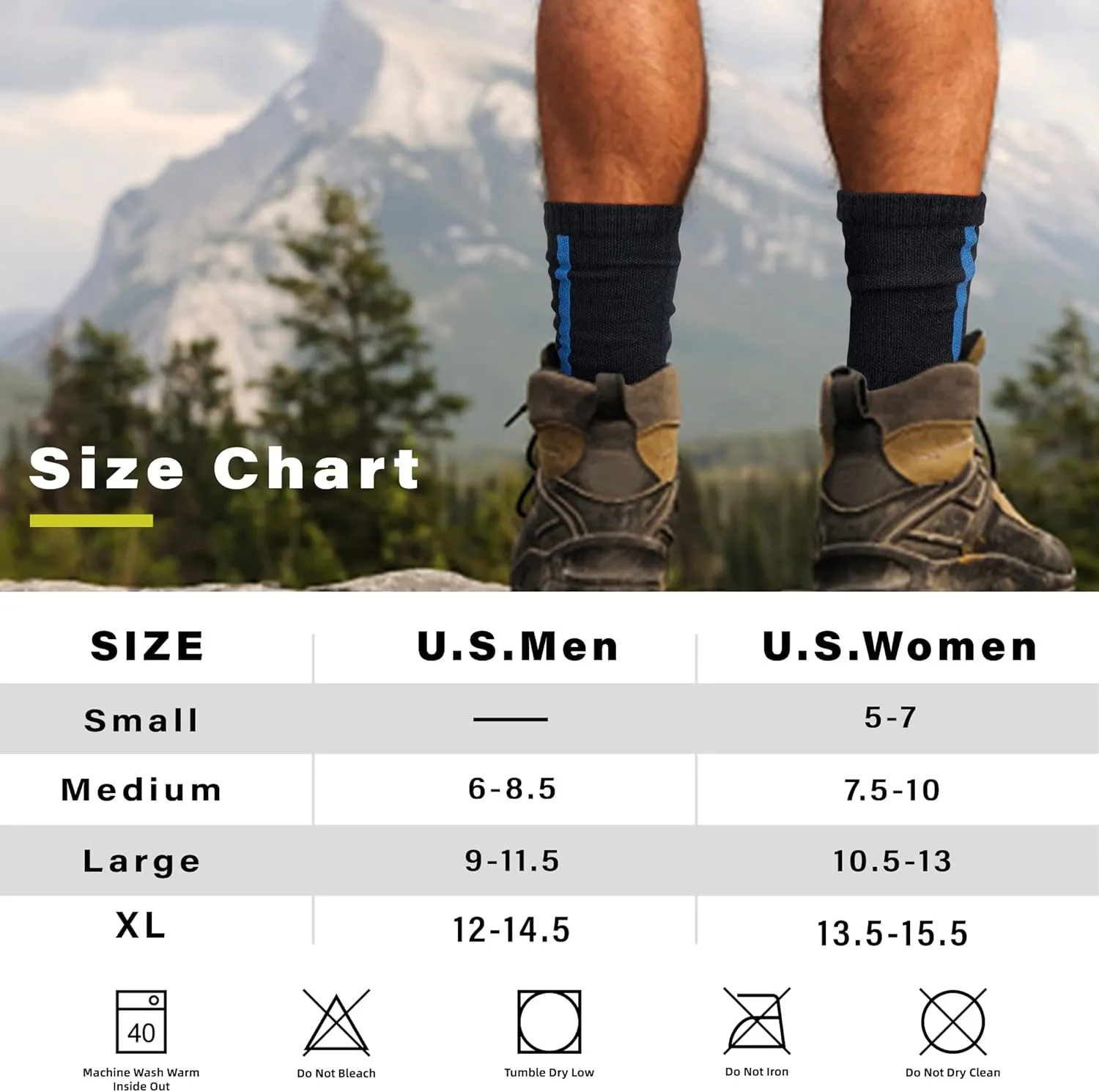 Merino Wool Hiking Socks for Cold Weather Socks Thermal Warm Crew Winter Boot Cushion Socks