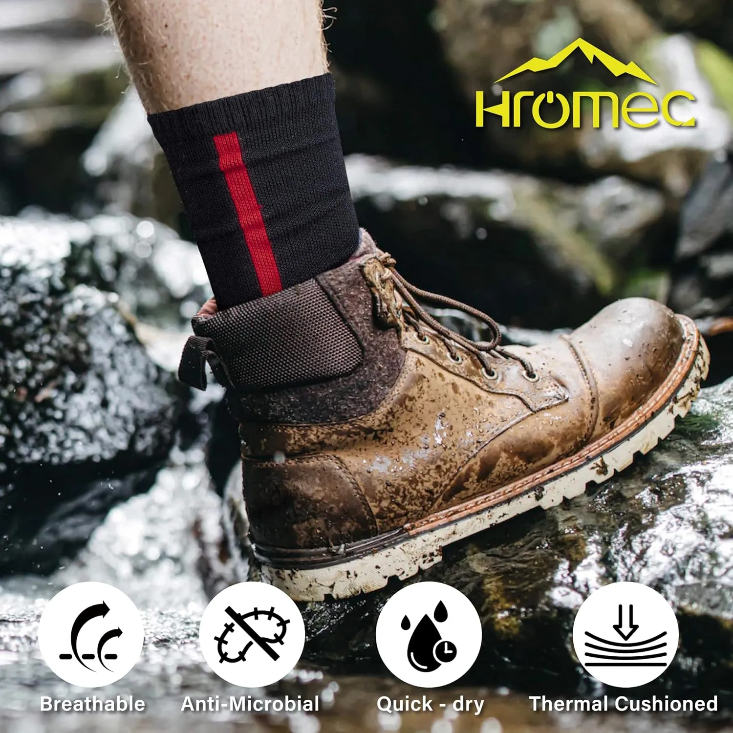 Merino Wool Hiking Socks for Cold Weather Socks Thermal Warm Crew Winter Boot Cushion Socks