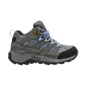 Merrell Kids' Moab Mid Waterproof Boot - Grey/Periwinkle