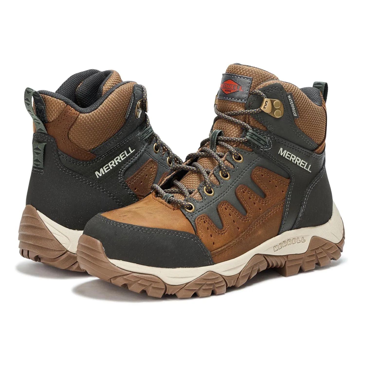 Merrell Men's Windoc Waterproof Steel Toe Mid Construction Boot, Brown, 7