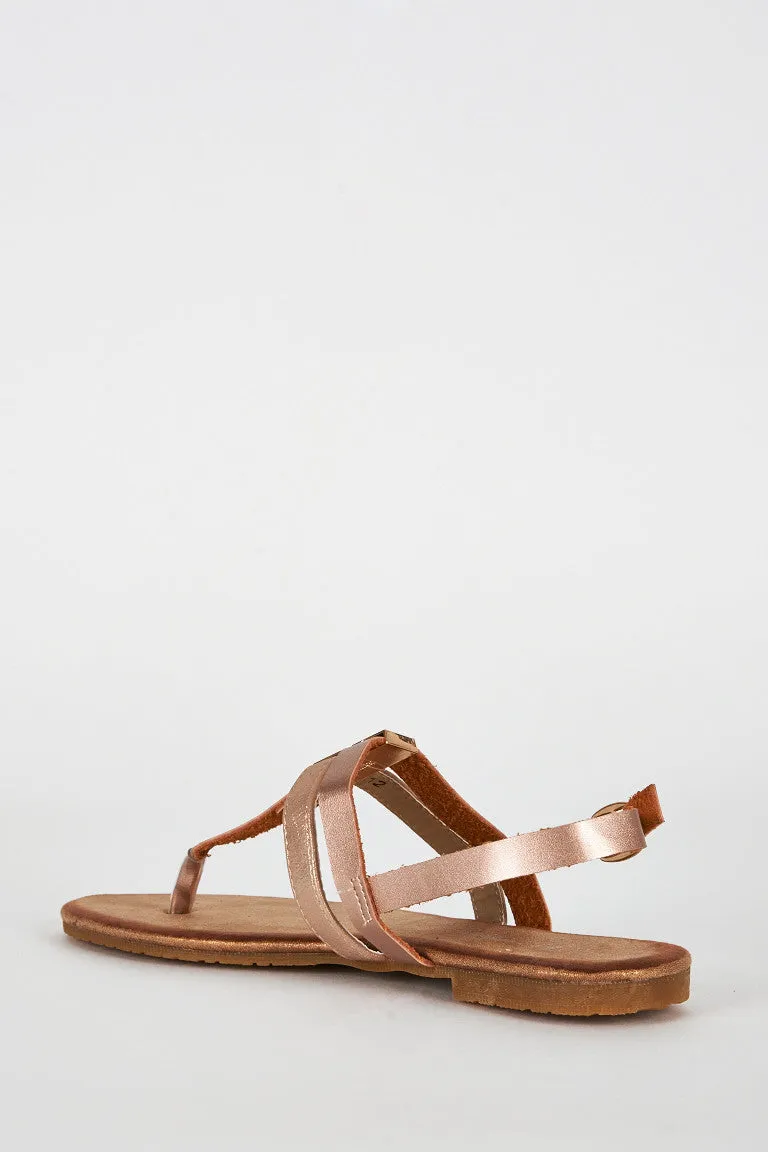 Metallic T Bar Glitter Sole Sandal