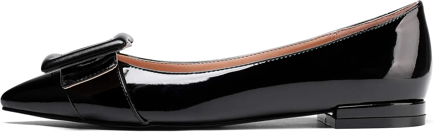 Mettesally Women's Pointed Toe Ballet Flat Shoes Cap Toe Classic Ballet Flats Walking Shoes Casual Formal Slip-On Flat Dress Shoes