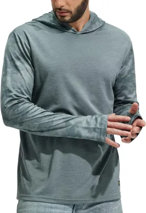 MIER Men's UPF 50  Sun Protection Hoodie Long Sleeve SPF Fishing Hiking Running Thumbhole Shirts Hooded Quick Dry Lightweight