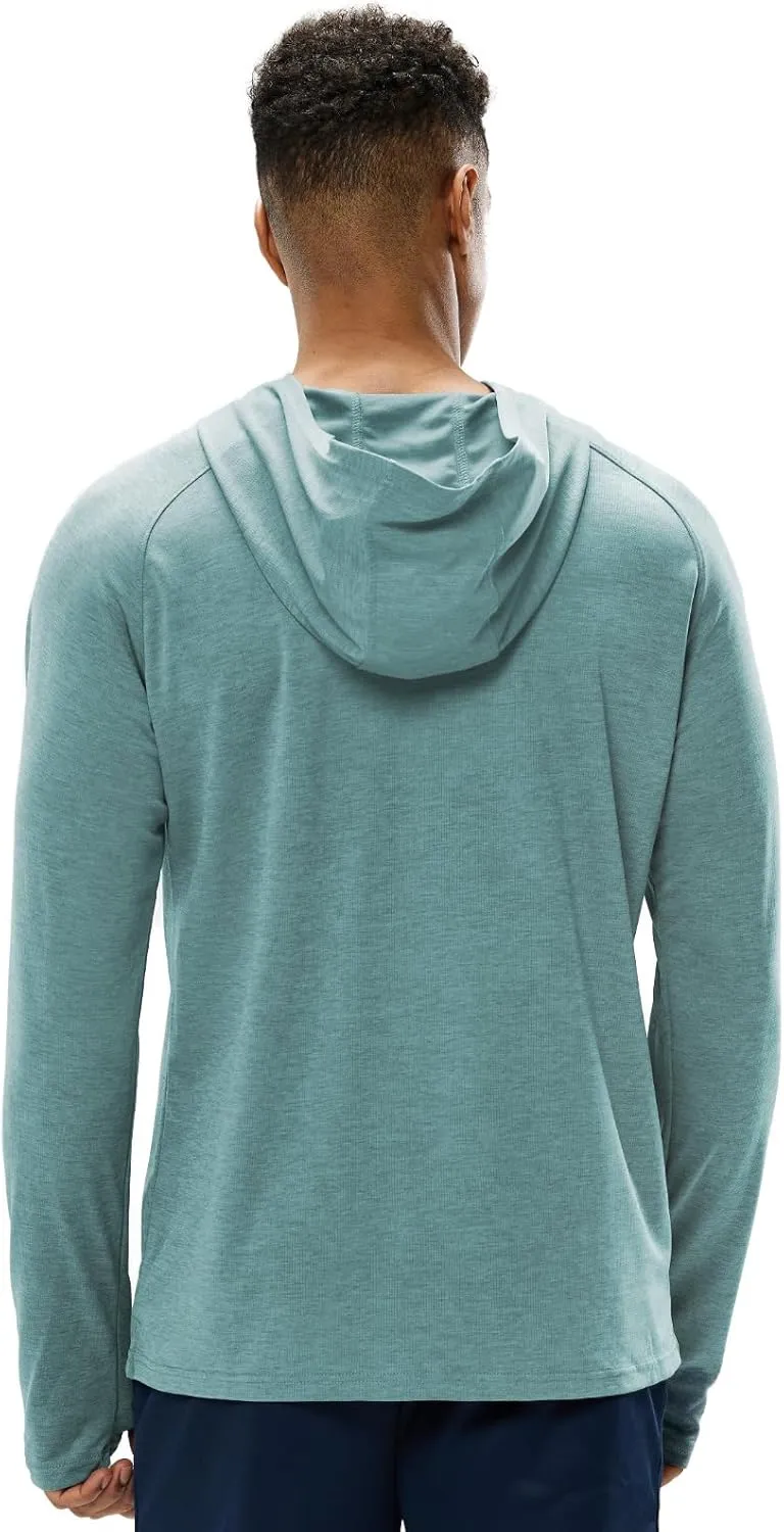 MIER Men's UPF 50  Sun Protection Hoodie Long Sleeve SPF Fishing Hiking Running Thumbhole Shirts Hooded Quick Dry Lightweight
