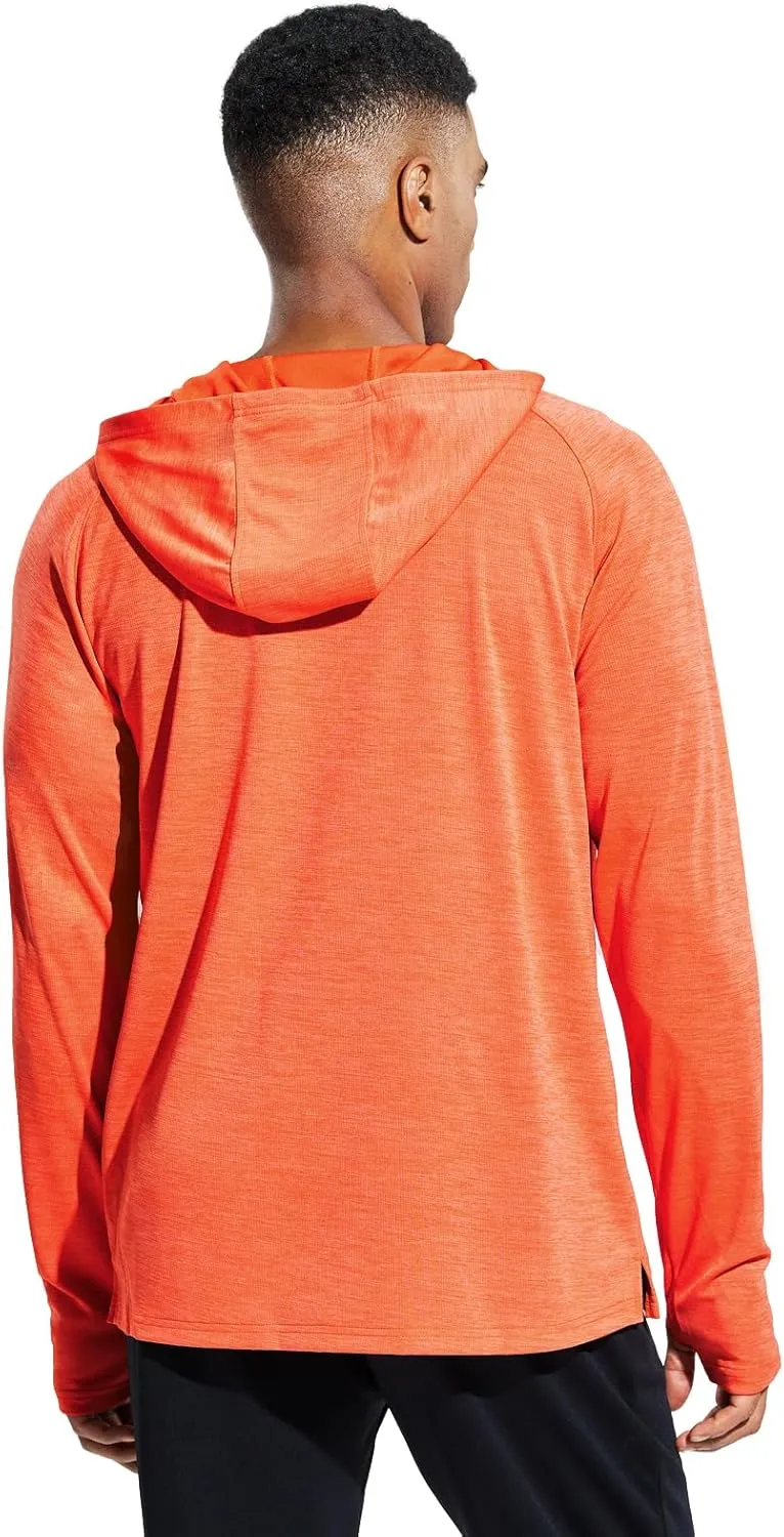 MIER Men's UPF 50  Sun Protection Hoodie Long Sleeve SPF Fishing Hiking Running Thumbhole Shirts Hooded Quick Dry Lightweight