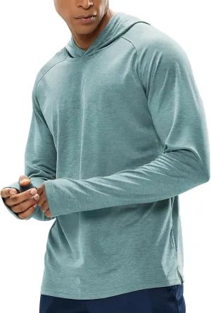 MIER Men's UPF 50  Sun Protection Hoodie Long Sleeve SPF Fishing Hiking Running Thumbhole Shirts Hooded Quick Dry Lightweight
