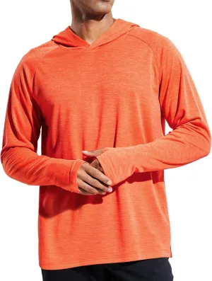 MIER Men's UPF 50  Sun Protection Hoodie Long Sleeve SPF Fishing Hiking Running Thumbhole Shirts Hooded Quick Dry Lightweight