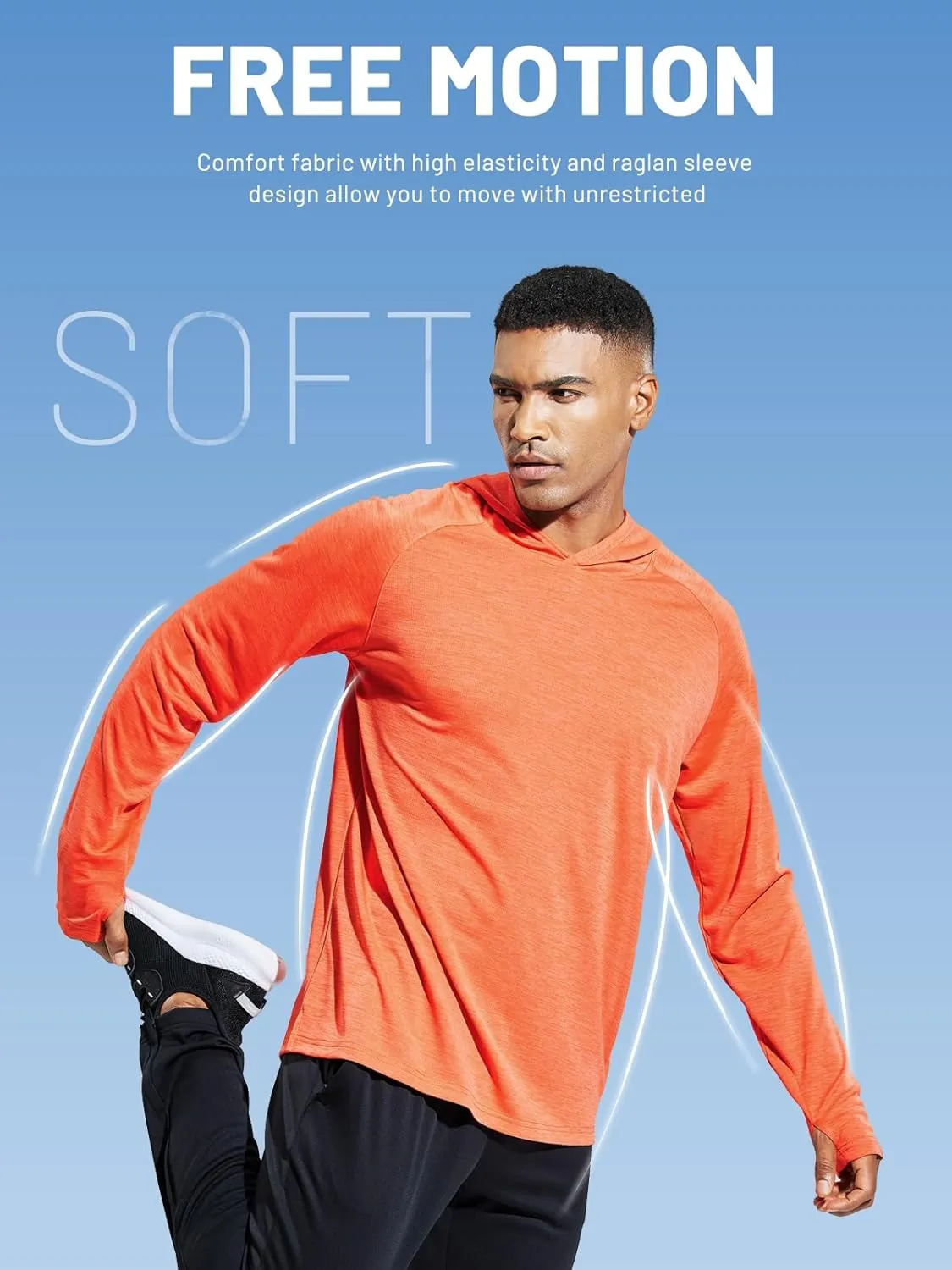 MIER Men's UPF 50  Sun Protection Hoodie Long Sleeve SPF Fishing Hiking Running Thumbhole Shirts Hooded Quick Dry Lightweight