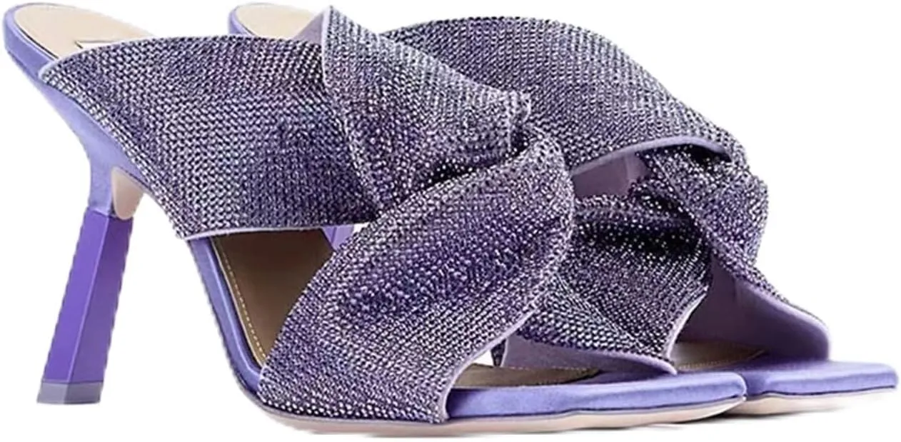 MILDSEVEN Sexy Women's Frosted High Heel Slippers, Fashion Popular Open Toe Casual Sandals for Banquets, Parties And Wedding