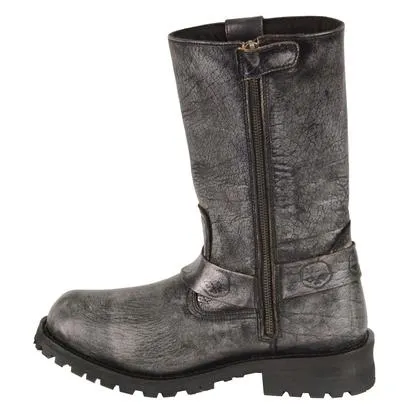 Milwaukee Leather BFR 9006 Men's Distressed Gray 11 Inch Classic Harness Square Toe Boots