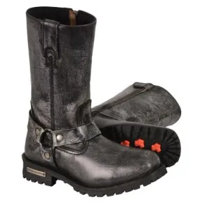 Milwaukee Leather BFR 9006 Men's Distressed Gray 11 Inch Classic Harness Square Toe Boots