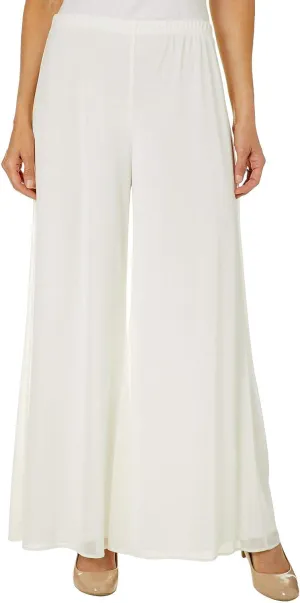 MSK Womens Solid Mesh Wide Leg Pants Small White