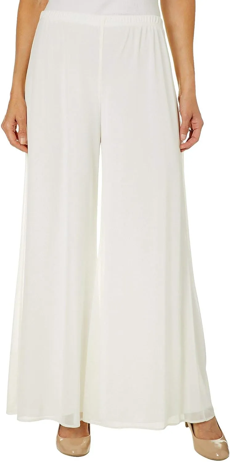 MSK Womens Solid Mesh Wide Leg Pants Small White