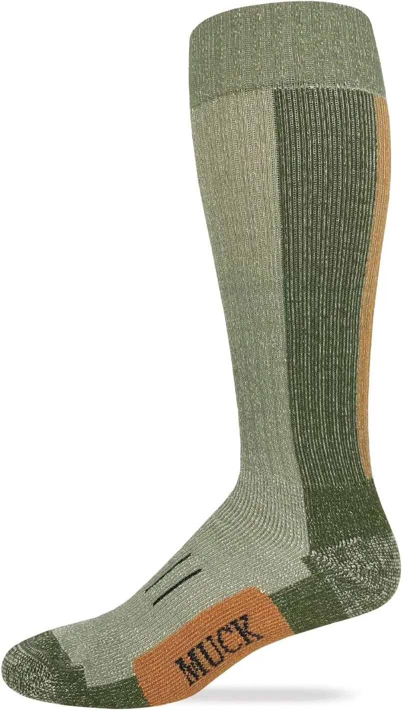 MUCK Boot Mens Merino Wool Heavyweight Over The Calf Seamless Toe Boot Socks 1 Pair Pack