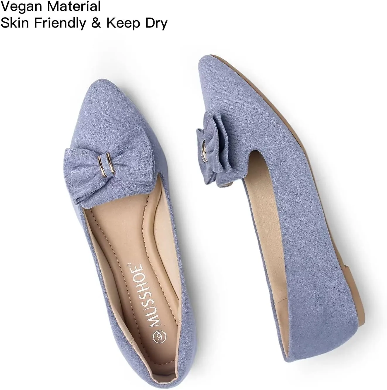 MUSSHOE Flat Shoes Women Comfortable Slip on Women's Flats Dress Shoes for Women