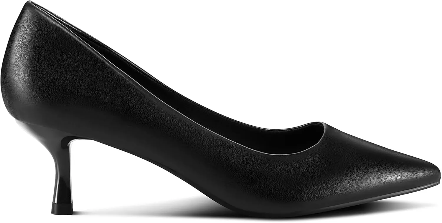 mysoft Kitten Heels for Women Low Heel Pumps 2 Inch Closed Toe Wedding Dress Shoes