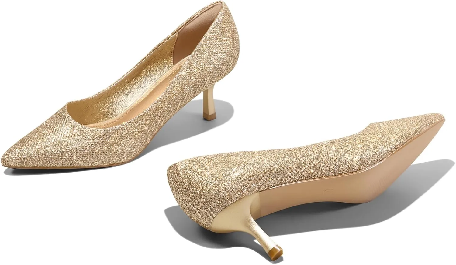 mysoft Kitten Heels for Women Low Heel Pumps 2 Inch Closed Toe Wedding Dress Shoes