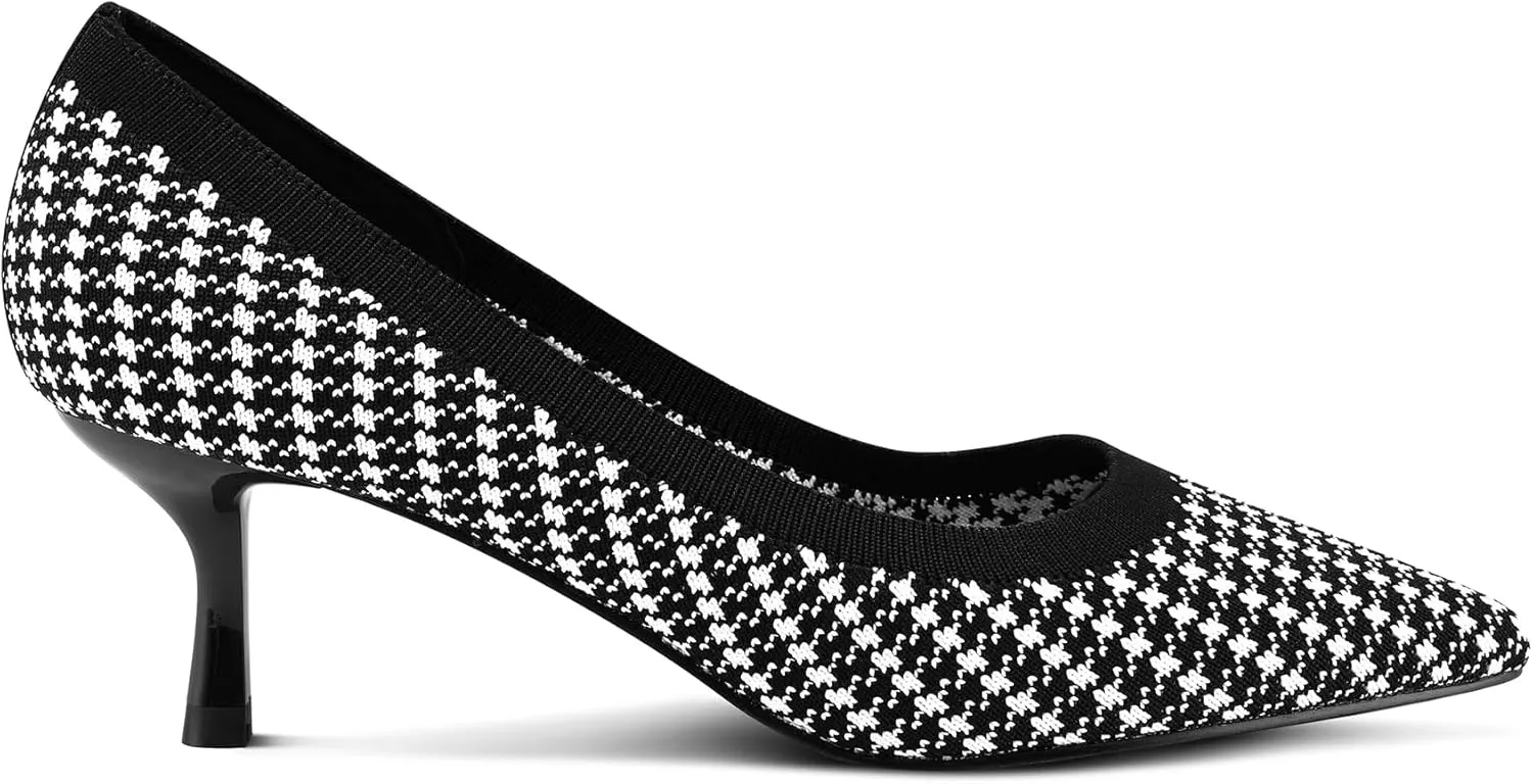 mysoft Kitten Heels for Women Low Heel Pumps 2 Inch Closed Toe Wedding Dress Shoes