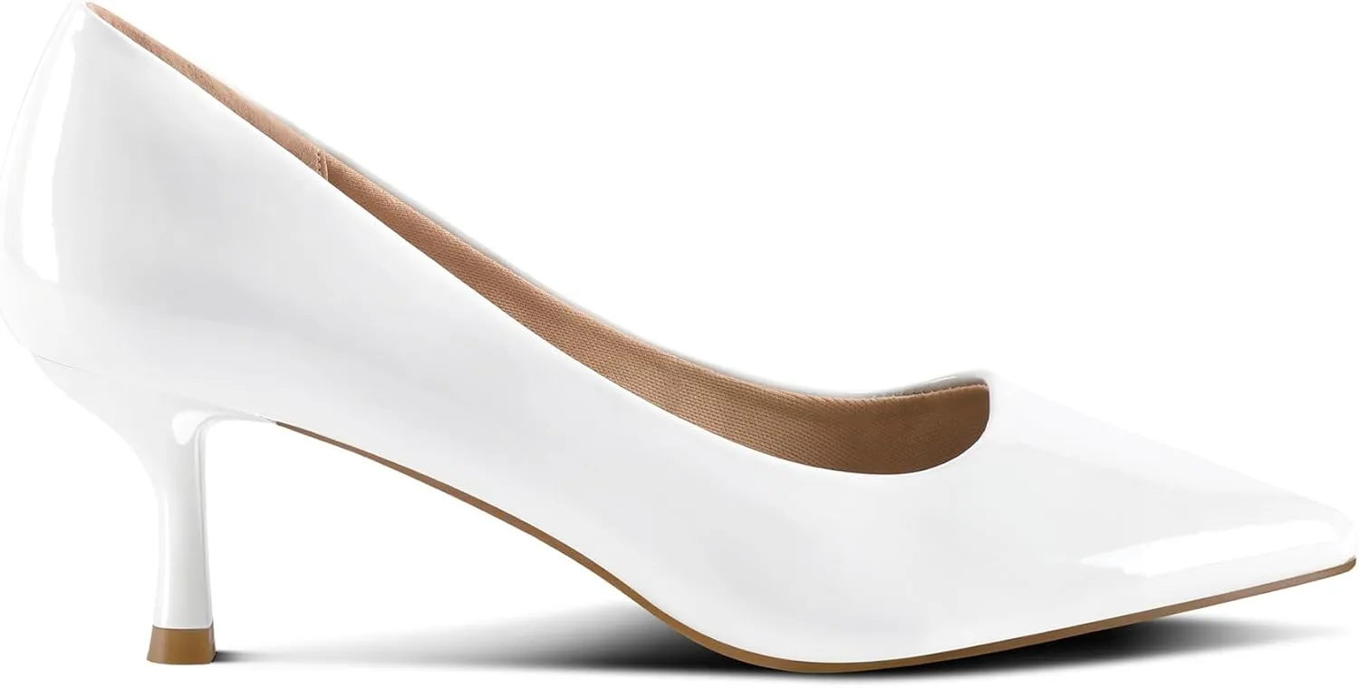 mysoft Women's Pumps 2 inch Kitten Heel Pointed Toe Low Heel Dress Shoes
