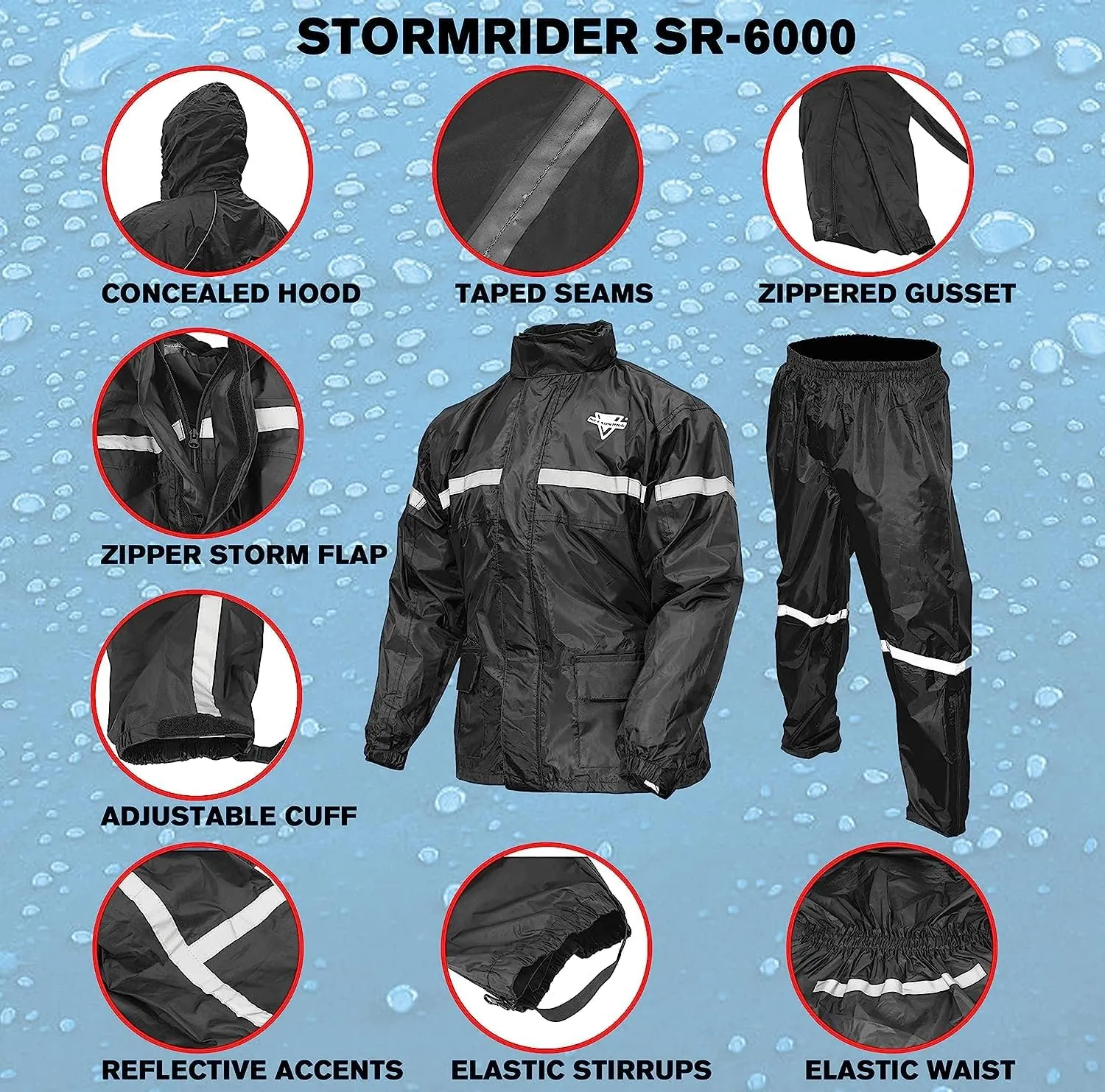 Nelson Rigg Stormrider Rain Suit; 100% Waterproof, Pants and Jacket Included with Reflective Striping (Orange/Black, 3X-Large)